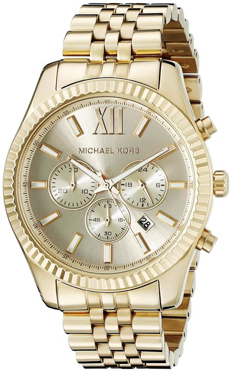 michael kors mk8281 lexington gold mens bracelet watch|Michael Kors lexington.